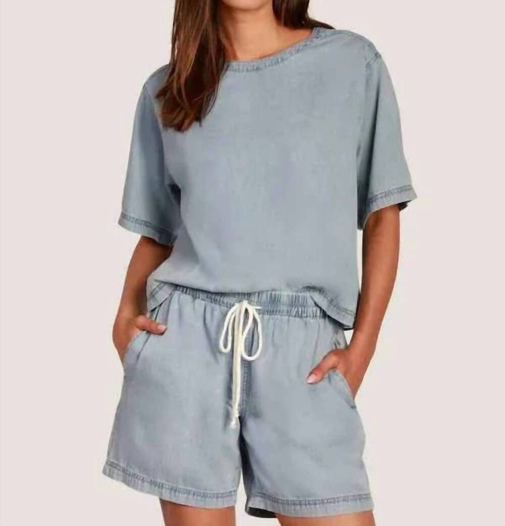NEW DYLAN button back top in lite denim